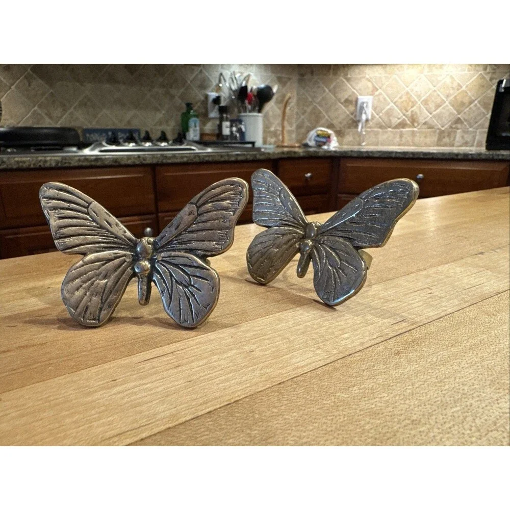 Set Of 2 Rosenthal Netter Brass Butterfly Napkin Rings Vintage MCM Retro